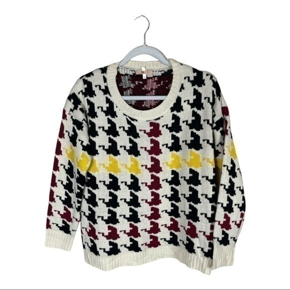 36 Point 5 Size S multi color Houndstooth Sweater